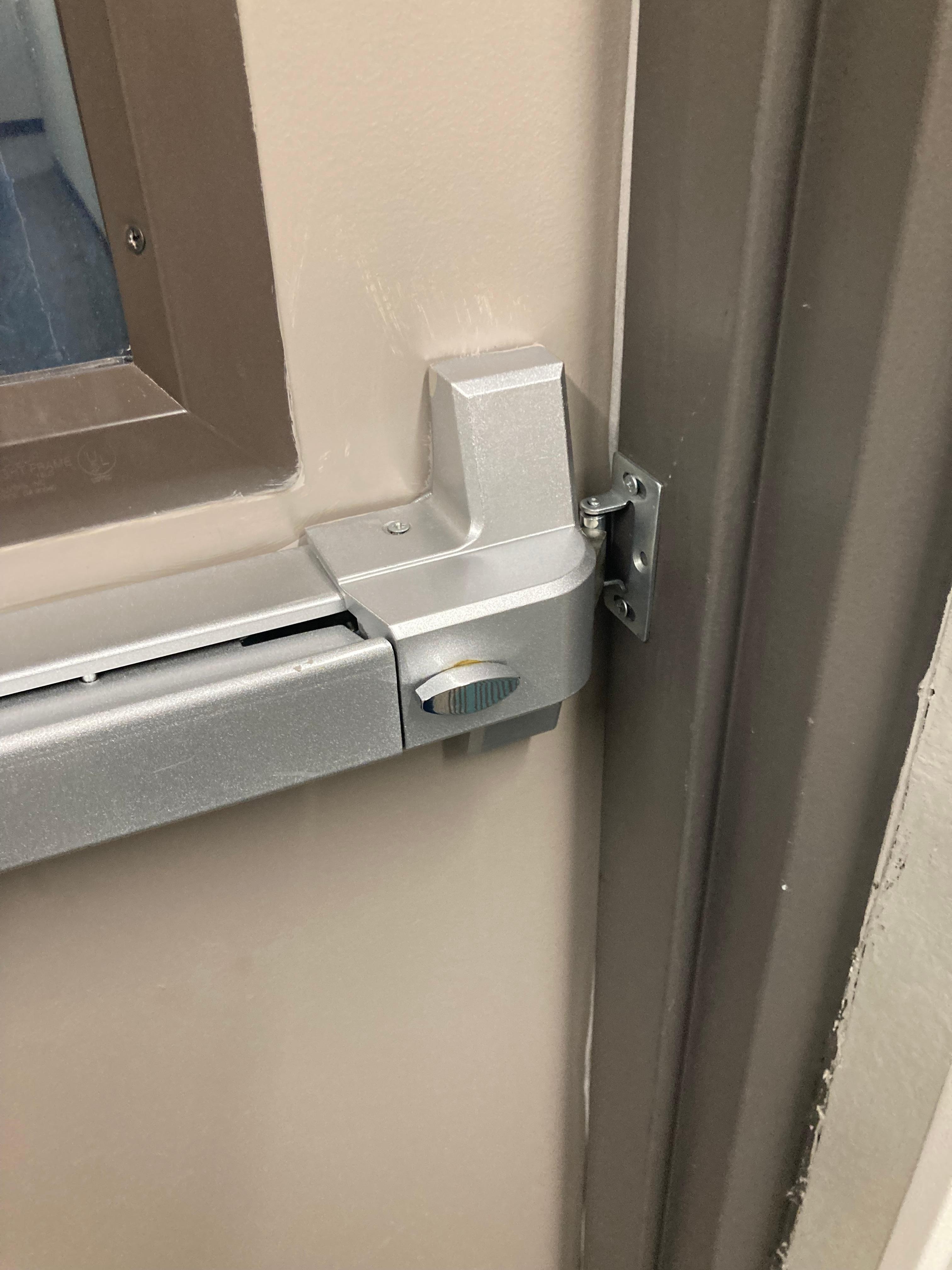 Fire door in position to latch