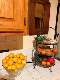 Fruit arranged on the counter
