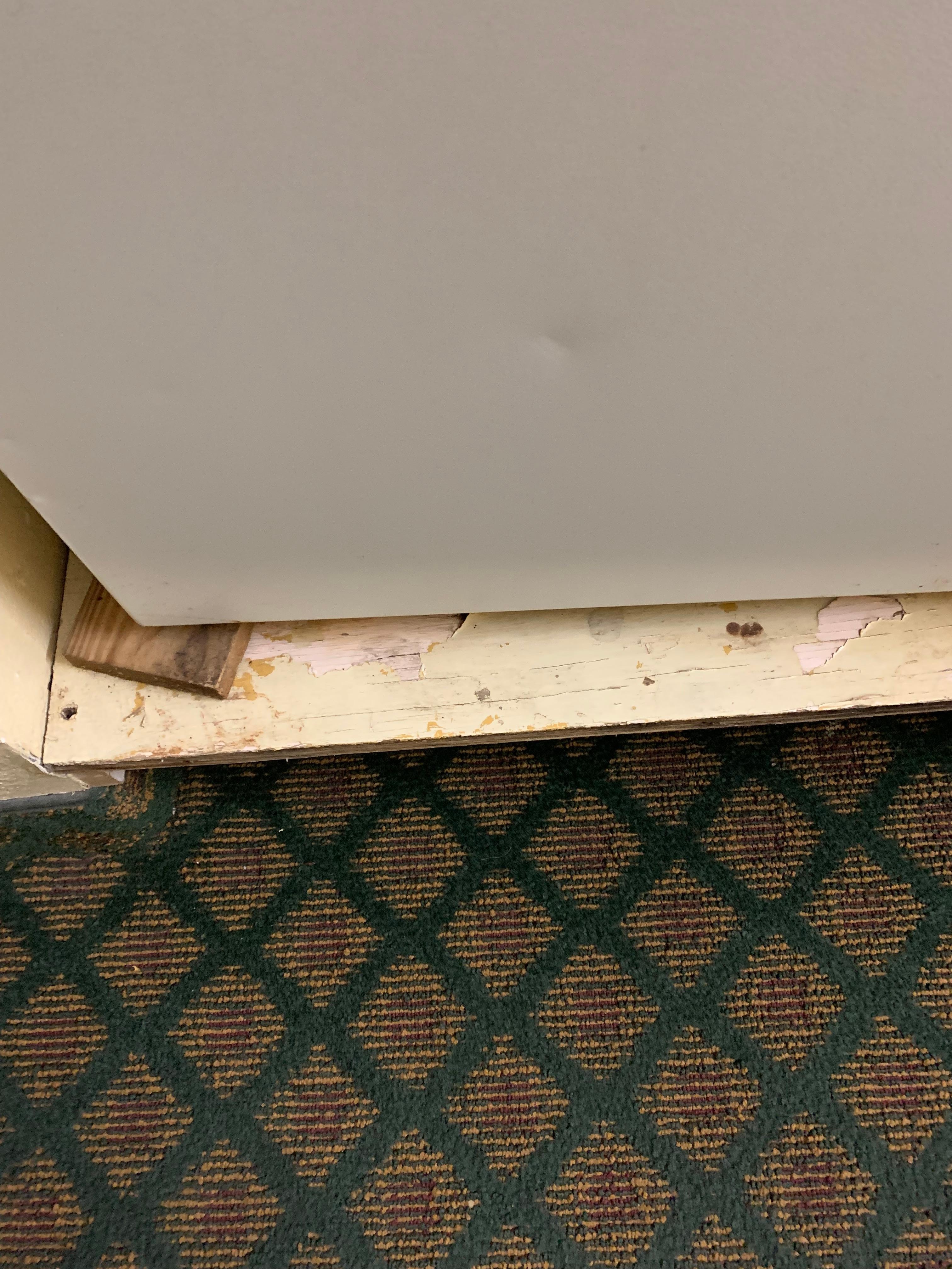 Refrigerator on a dirty platform 