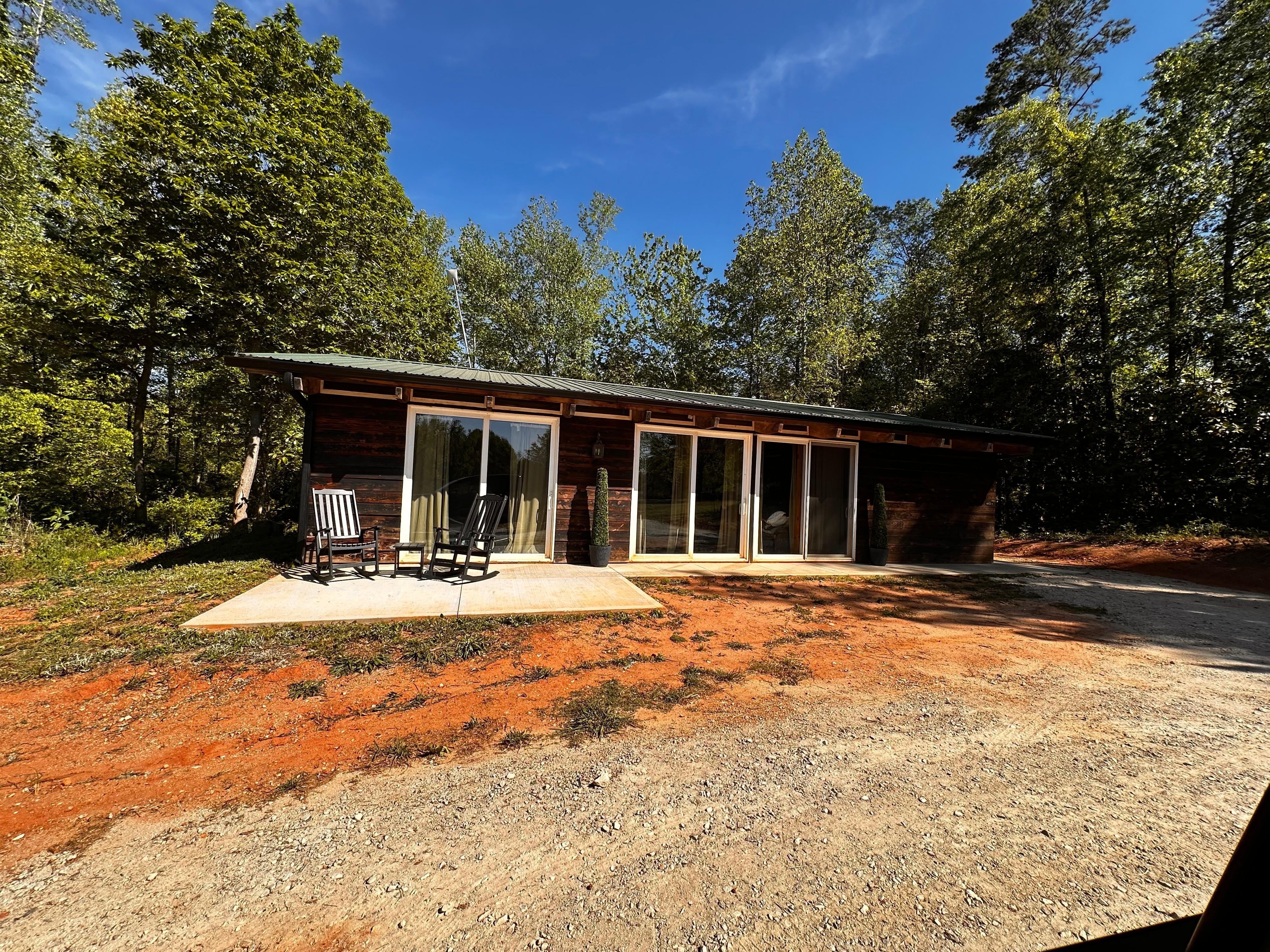 There are three sets of sliding doors on the front to let in tons of light. 