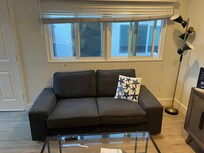 View from the living room. The limited space has precluded us from fully describing the situation. I will say that the host was responsive to our calls with the exception of moving us because of the misleading advertisement.