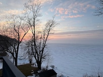 View off the bedroom balcony during winter.