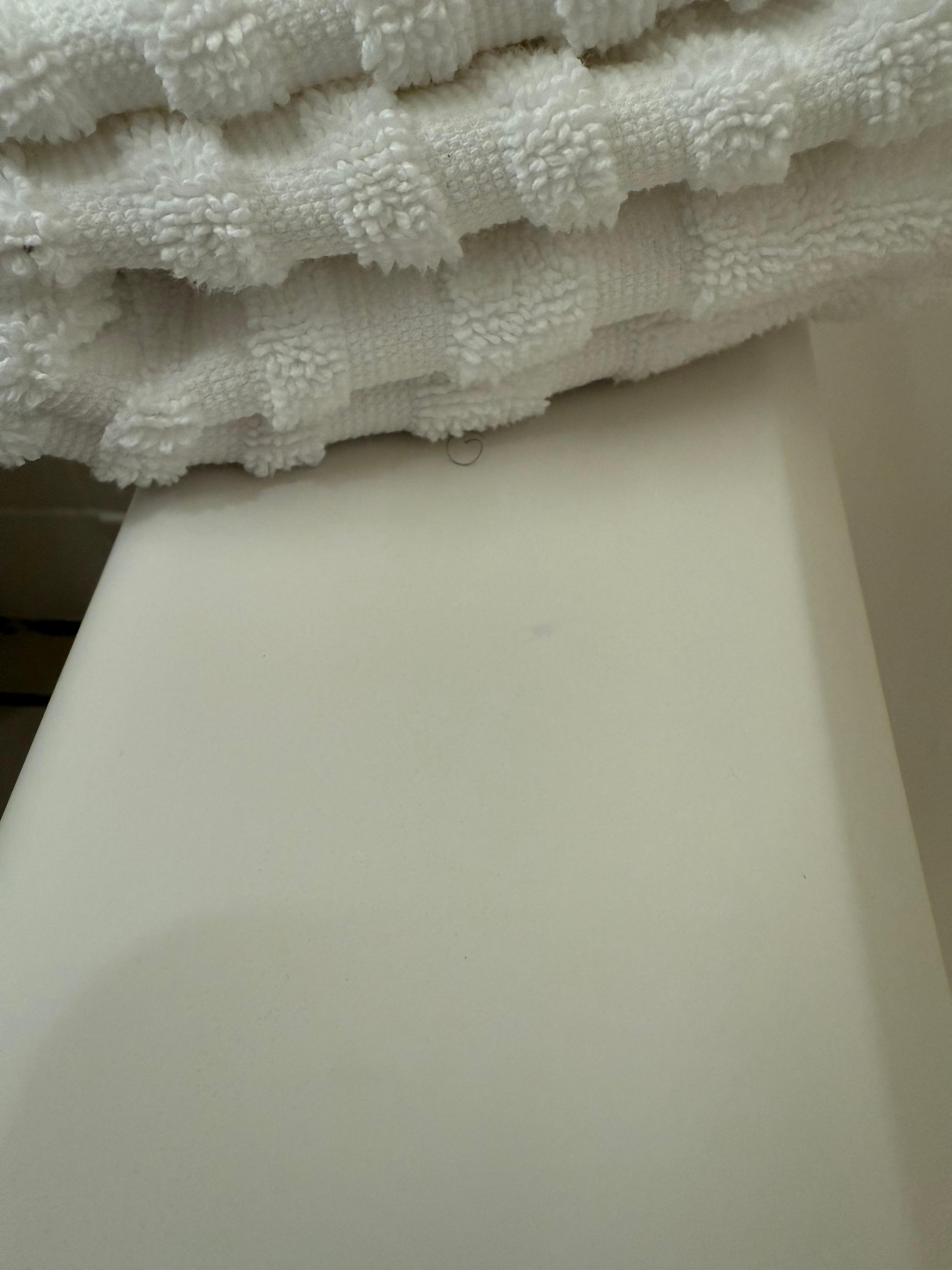 Someone’s hair in the edge of the tub