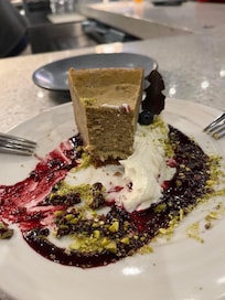 Pistachio blueberry cheesecake at the Marriot Terrace bar