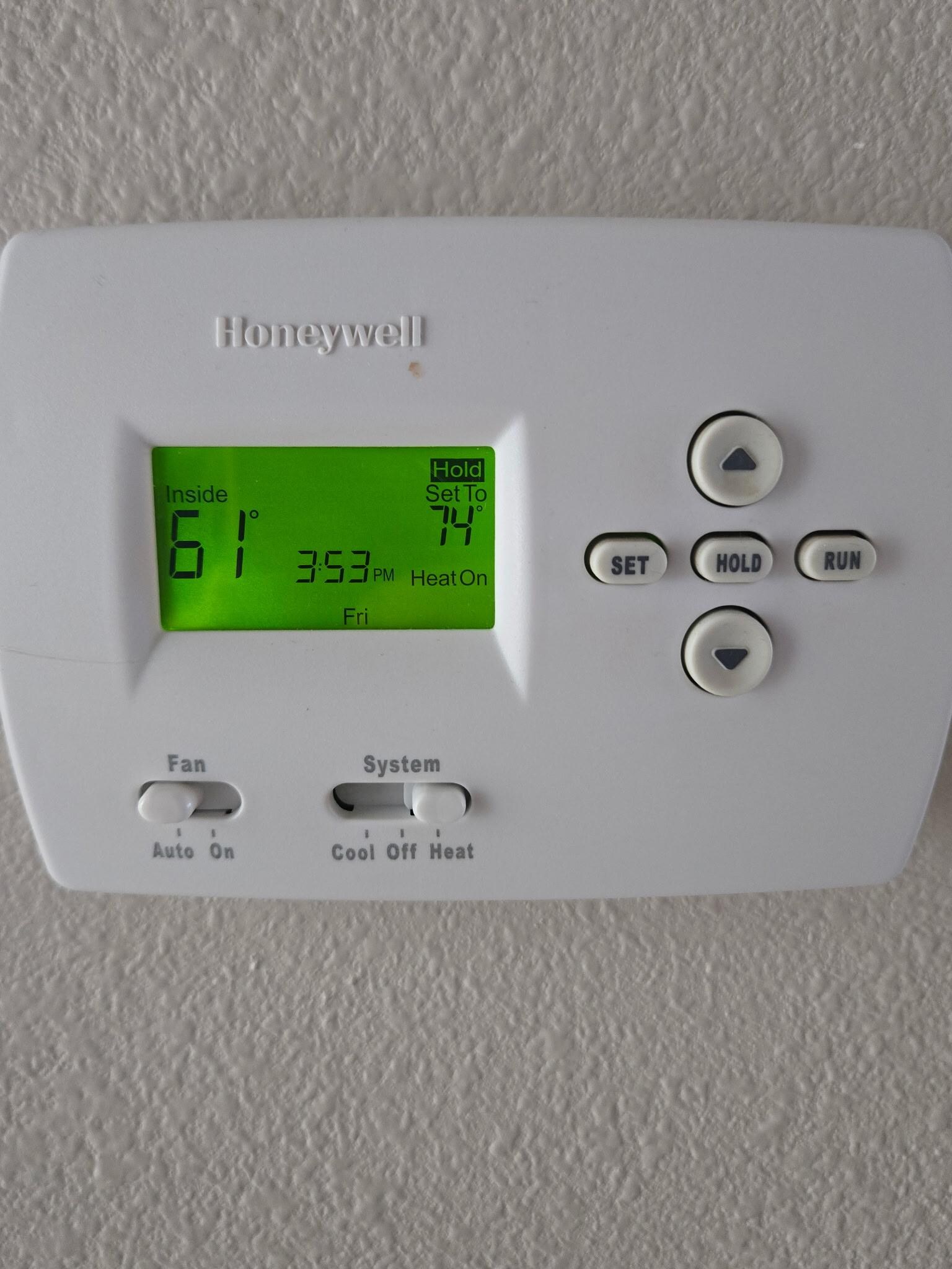 No heat. This was not the coldest. This was daytime.
