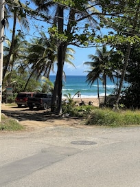 View of the beach as you walk down from the apartment.