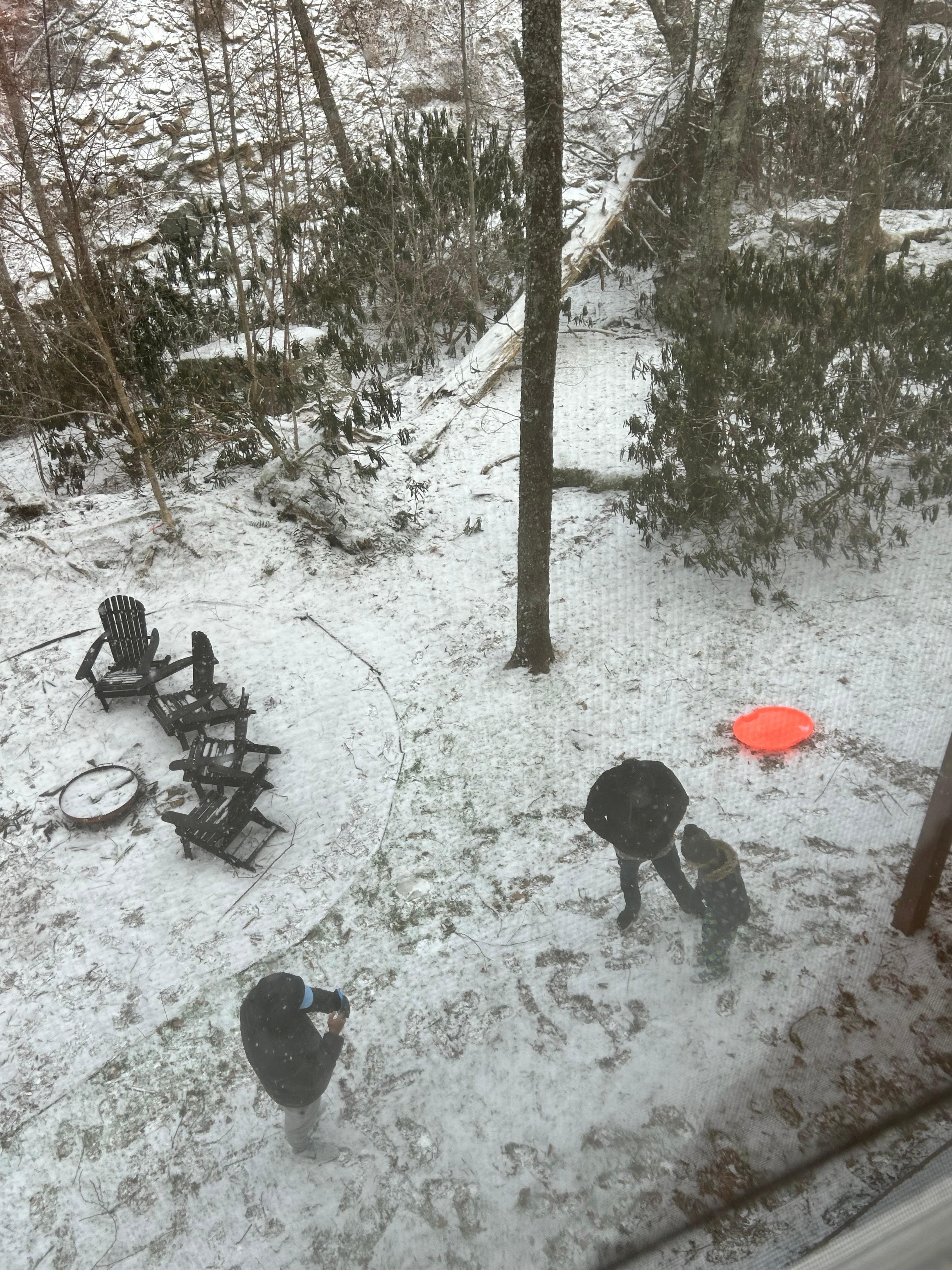 View from above overlooking one of the fire pits. 