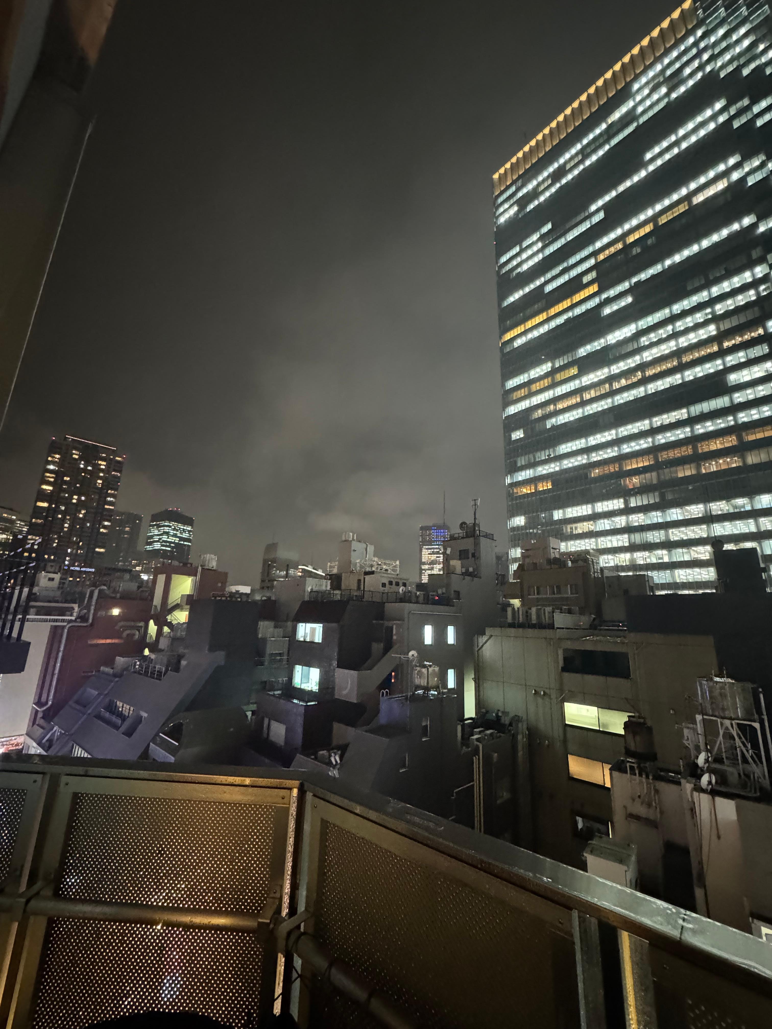 Night time view from balcony