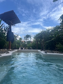 “Hot” tub. Wasn’t hot but was private.