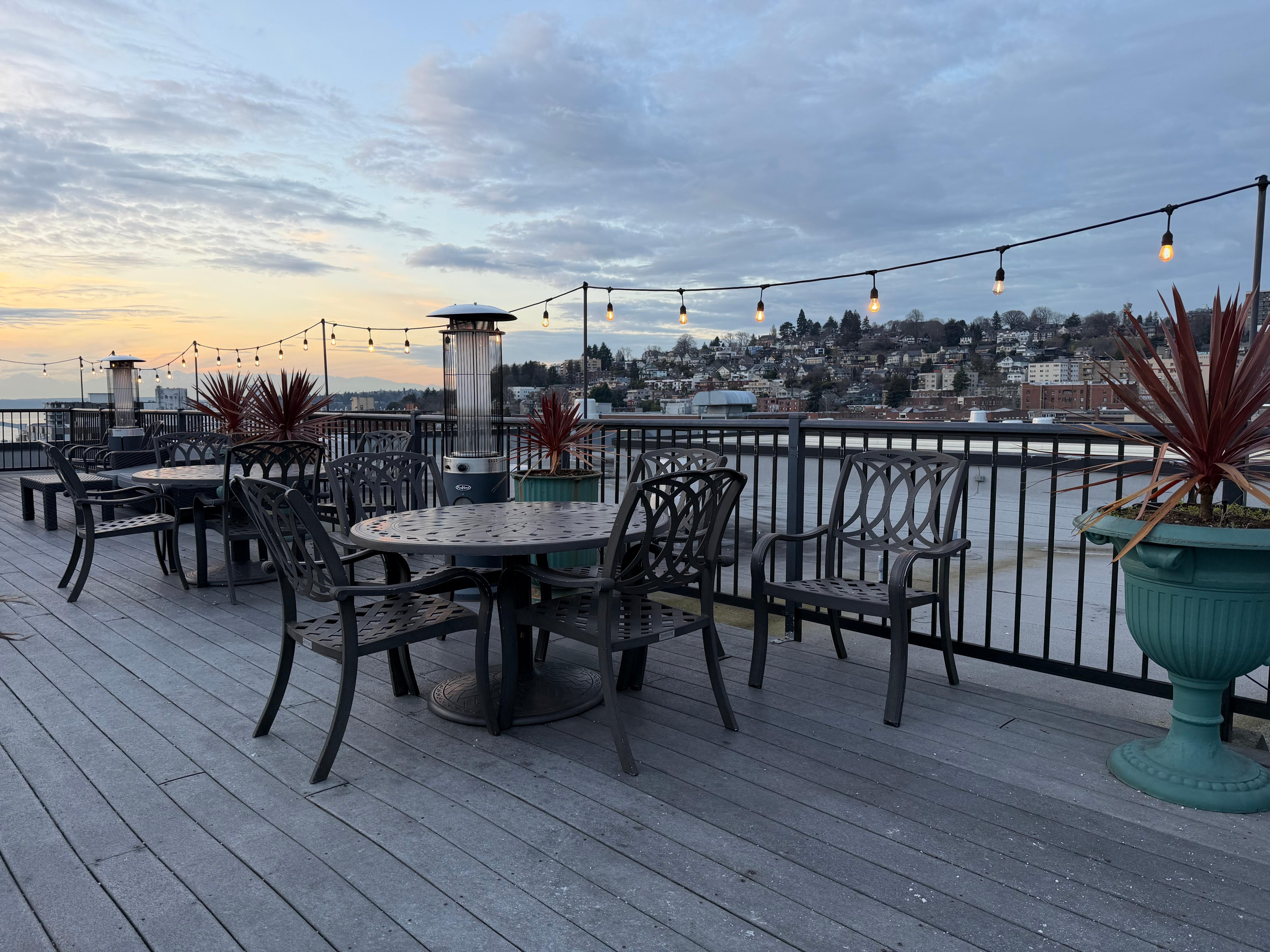 Rooftop view, early evening.