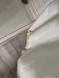 Dirty showed curtain bottom