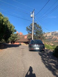 The parking pad on the street is very small.