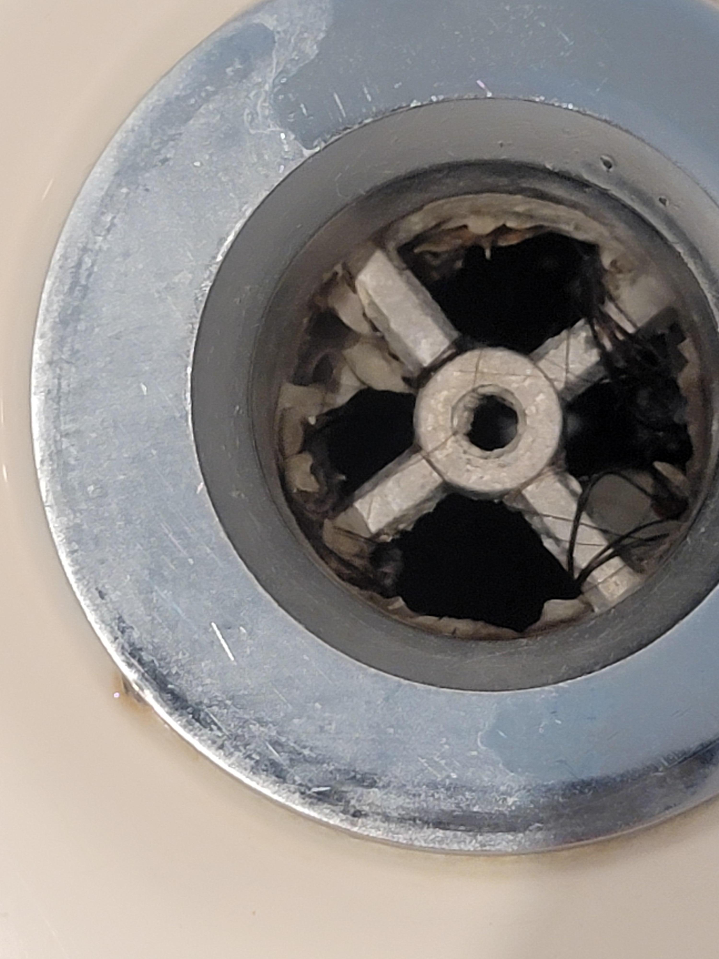 Hair in the bathtub drain 