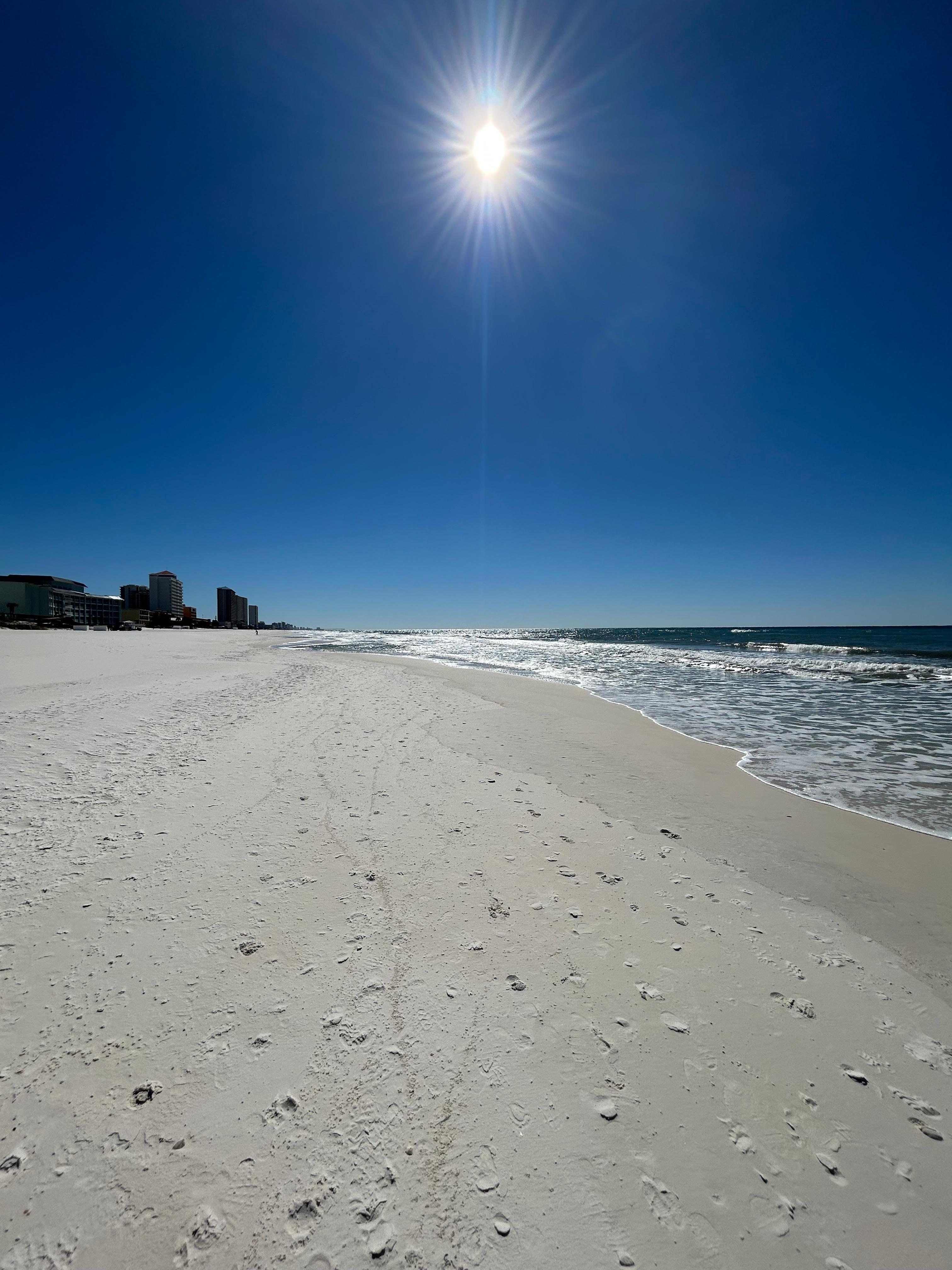 Looking down the beach