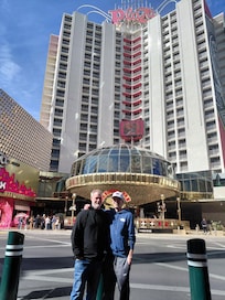 My Husband and Son in front of the Hotel