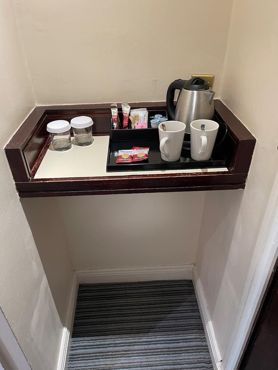 Beverage nook at the entrance of room