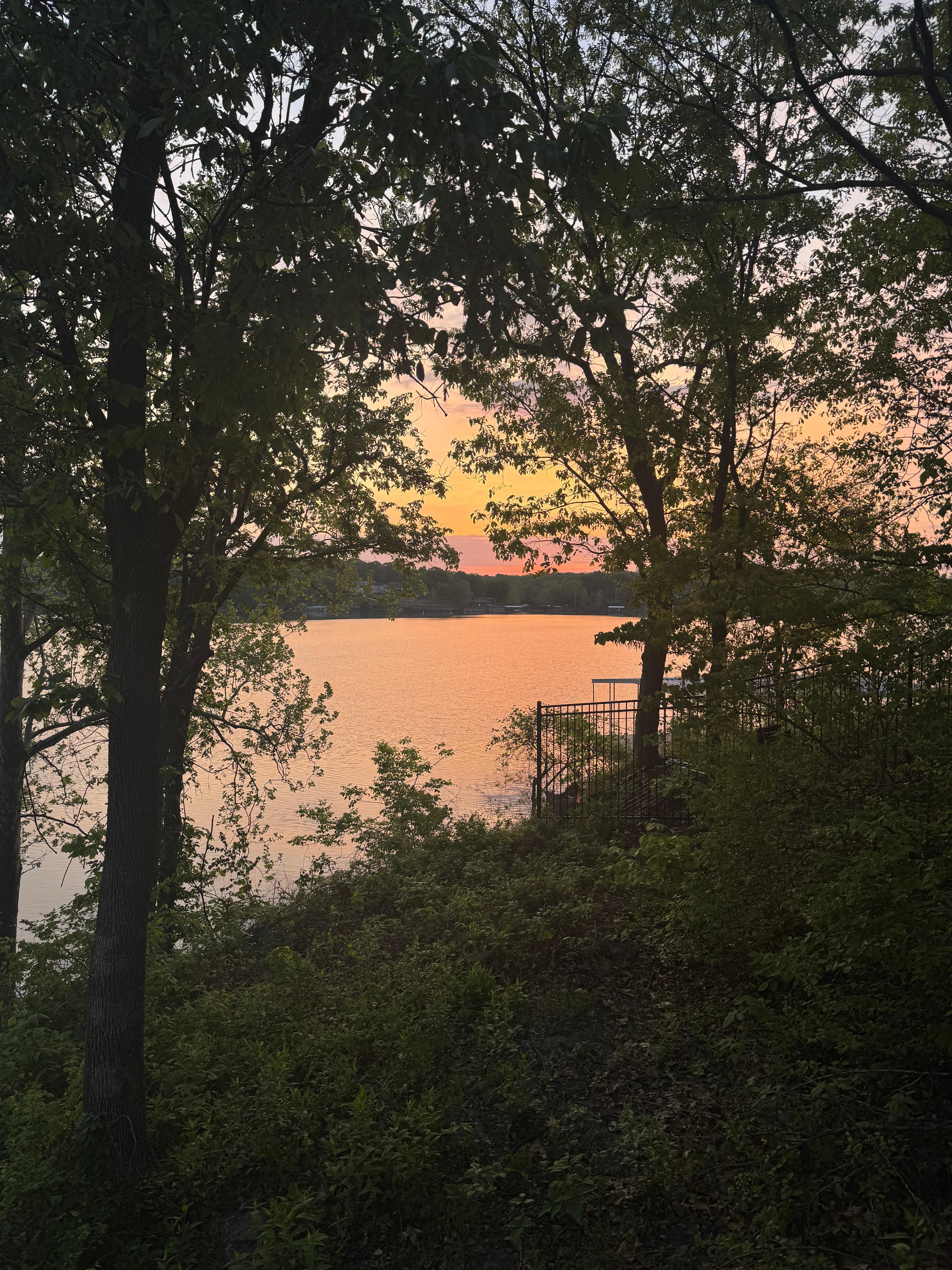 Sunrise over Honey Creek on the deck. 