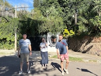 Road between house and the pool, outdoor area.