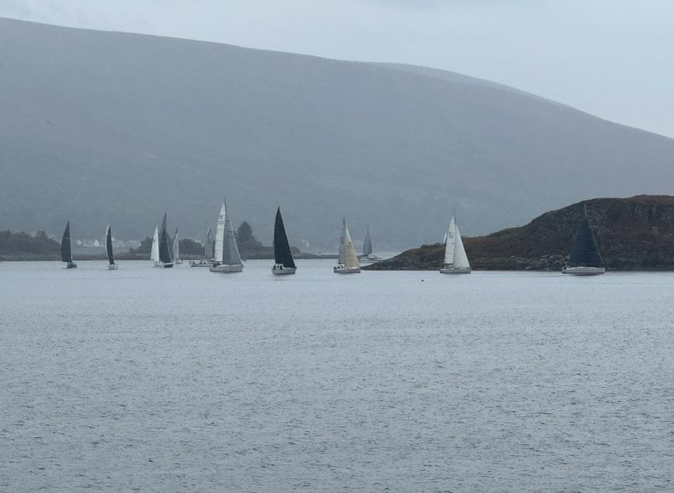 Sailboat race taken during a hike along the private road above the cottage