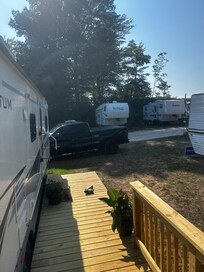 No awning or privacy. Total sun all day with no shade