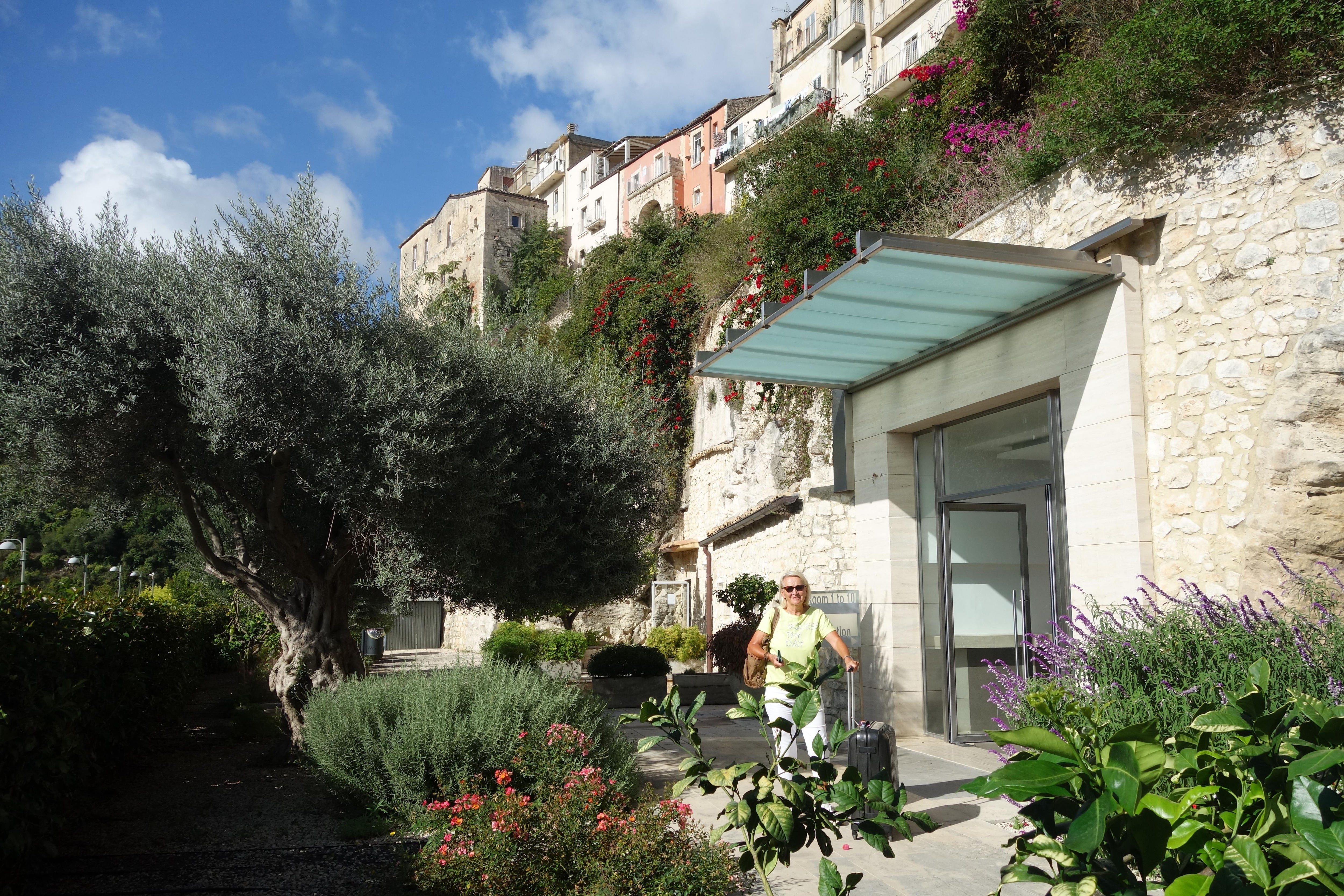 Hoteleingang und Garten