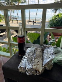 Enjoying the front porch of our room.