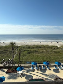 View of the beach from the balcony