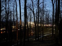 View from cabin at night .