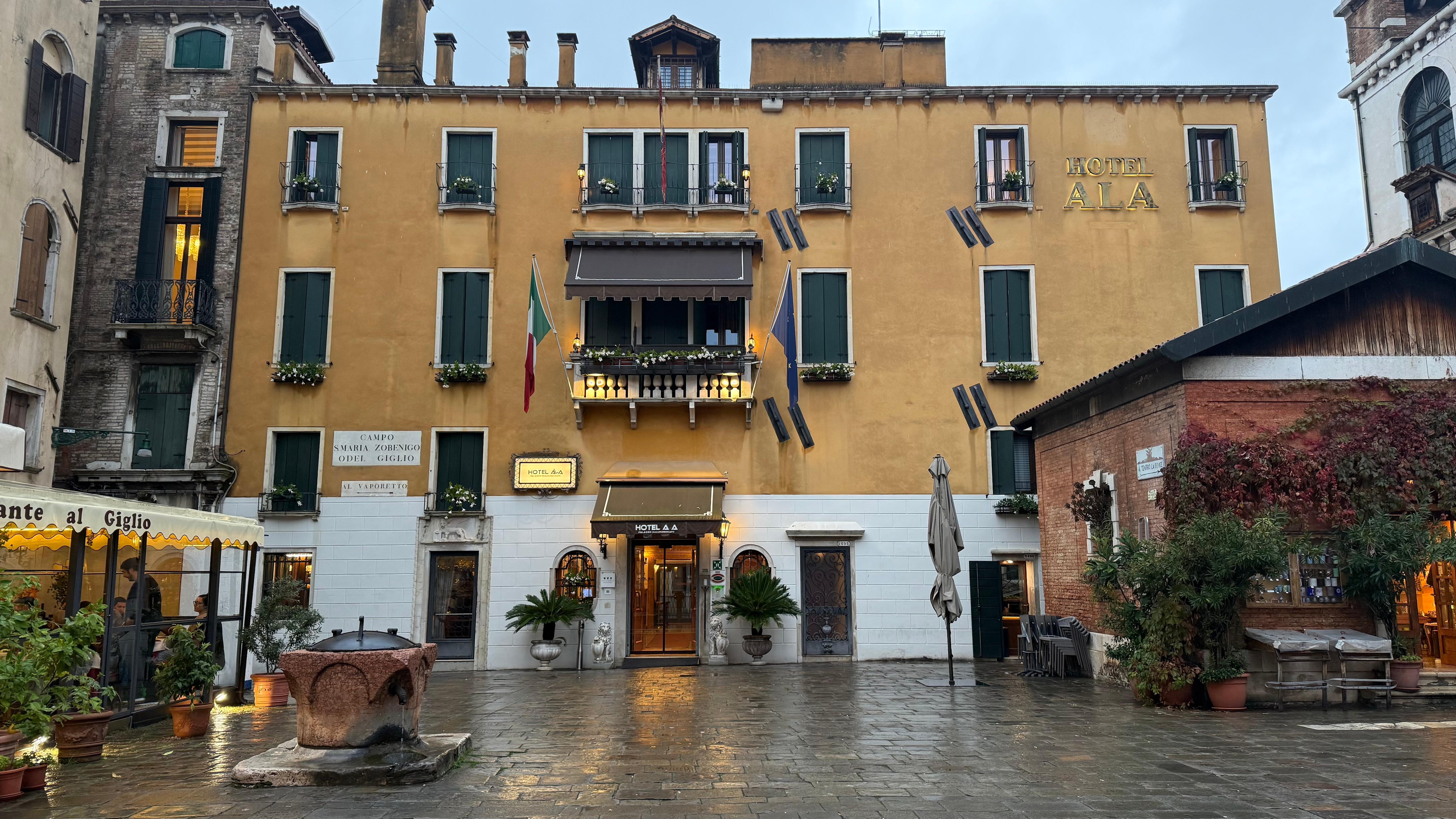 The front of the hotel. Just 50 metres from the nearest Vaporetto station.