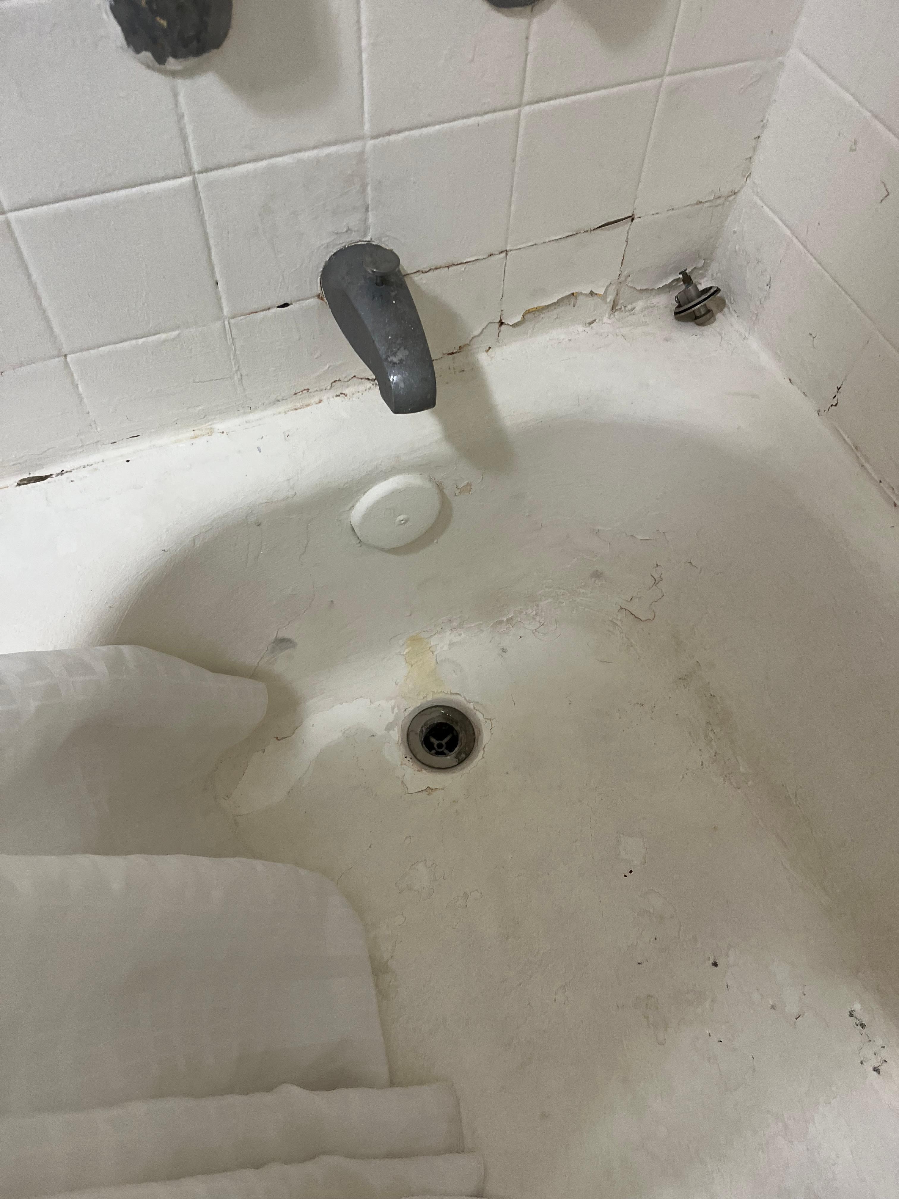 Broken tub stopper on side of tub. Broken knob.