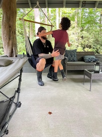 Pavilion in the woods by the creek