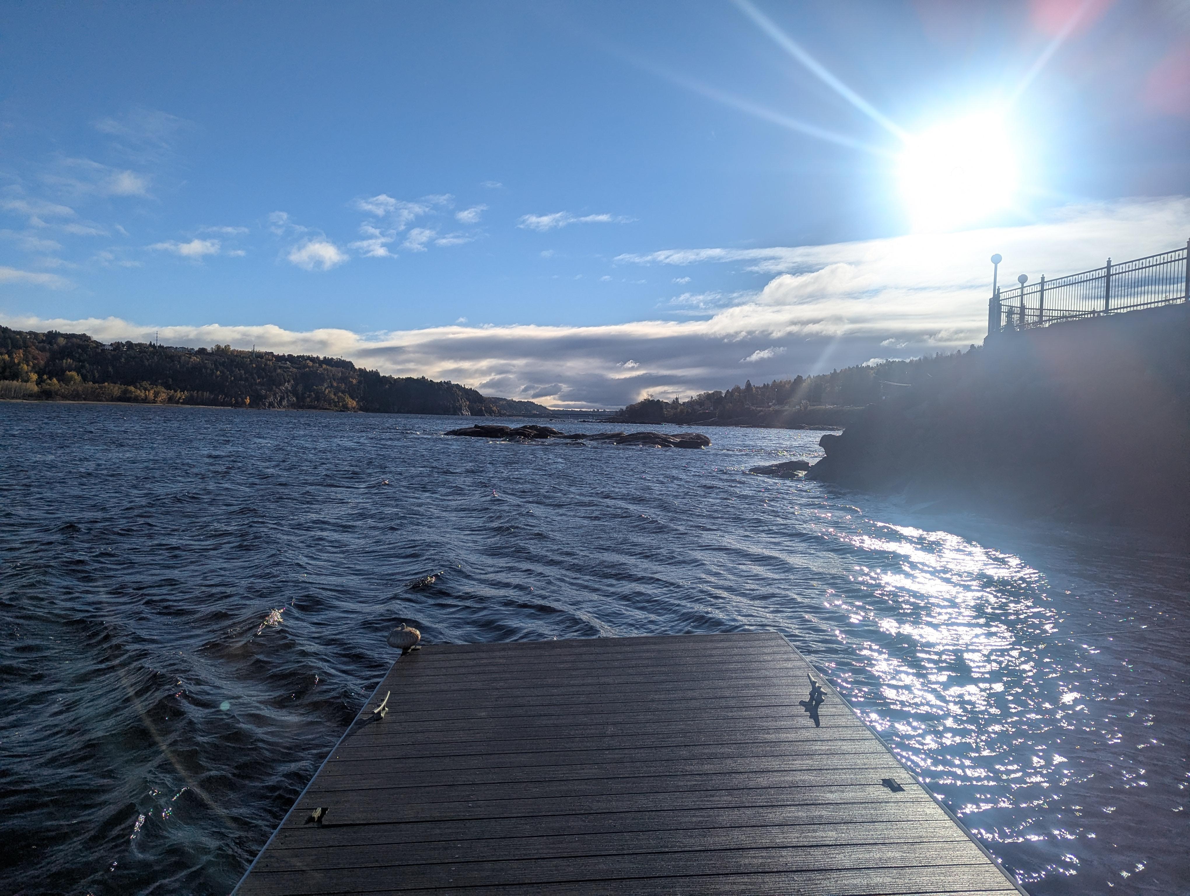 View from the fishing dock, downriver.