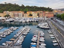 View in the morning. The tram is below to the right.