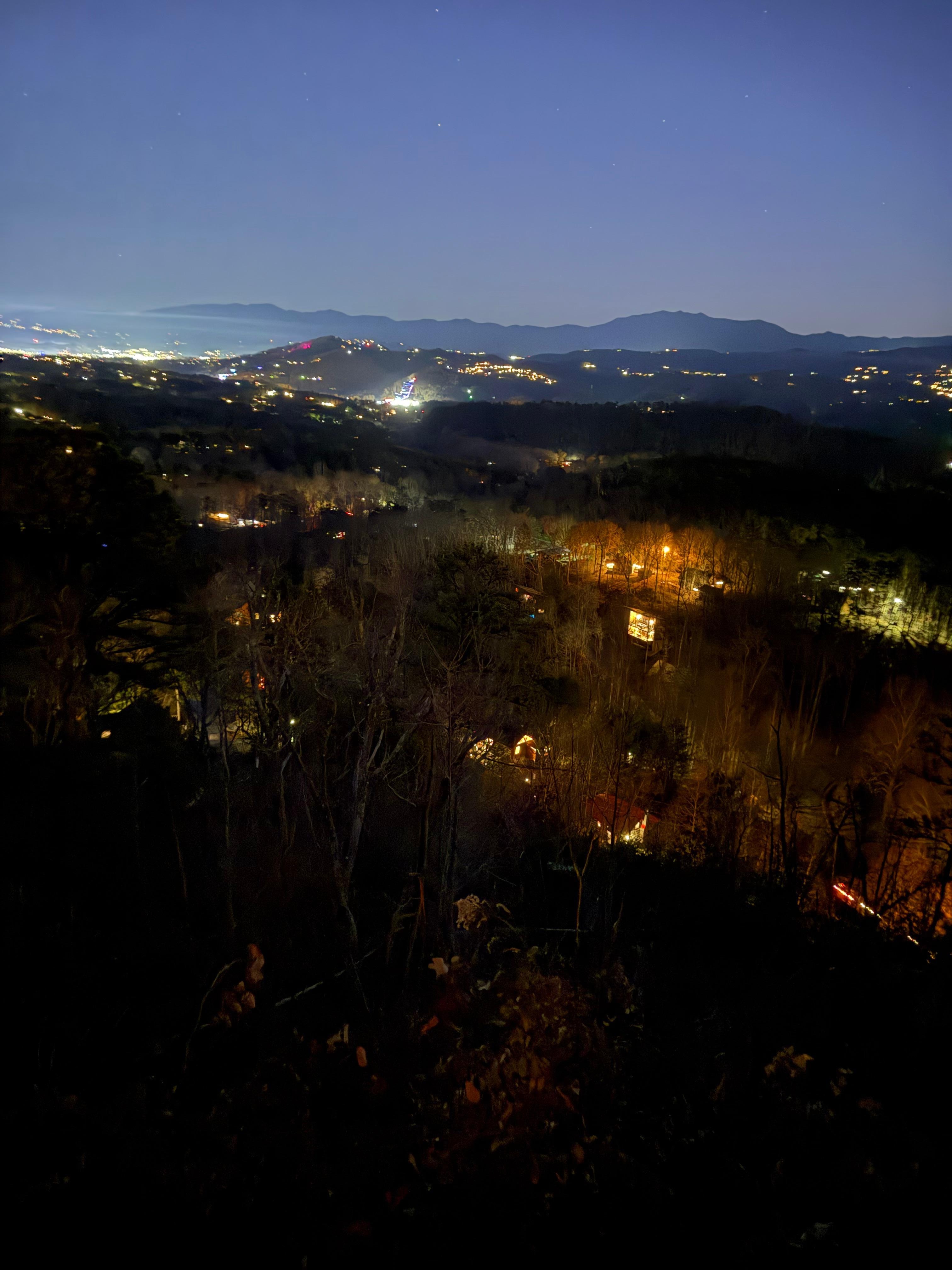 Night view of Pigeon Forge and Bluff Mountain 