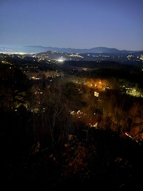 Night view of Pigeon Forge and Bluff Mountain