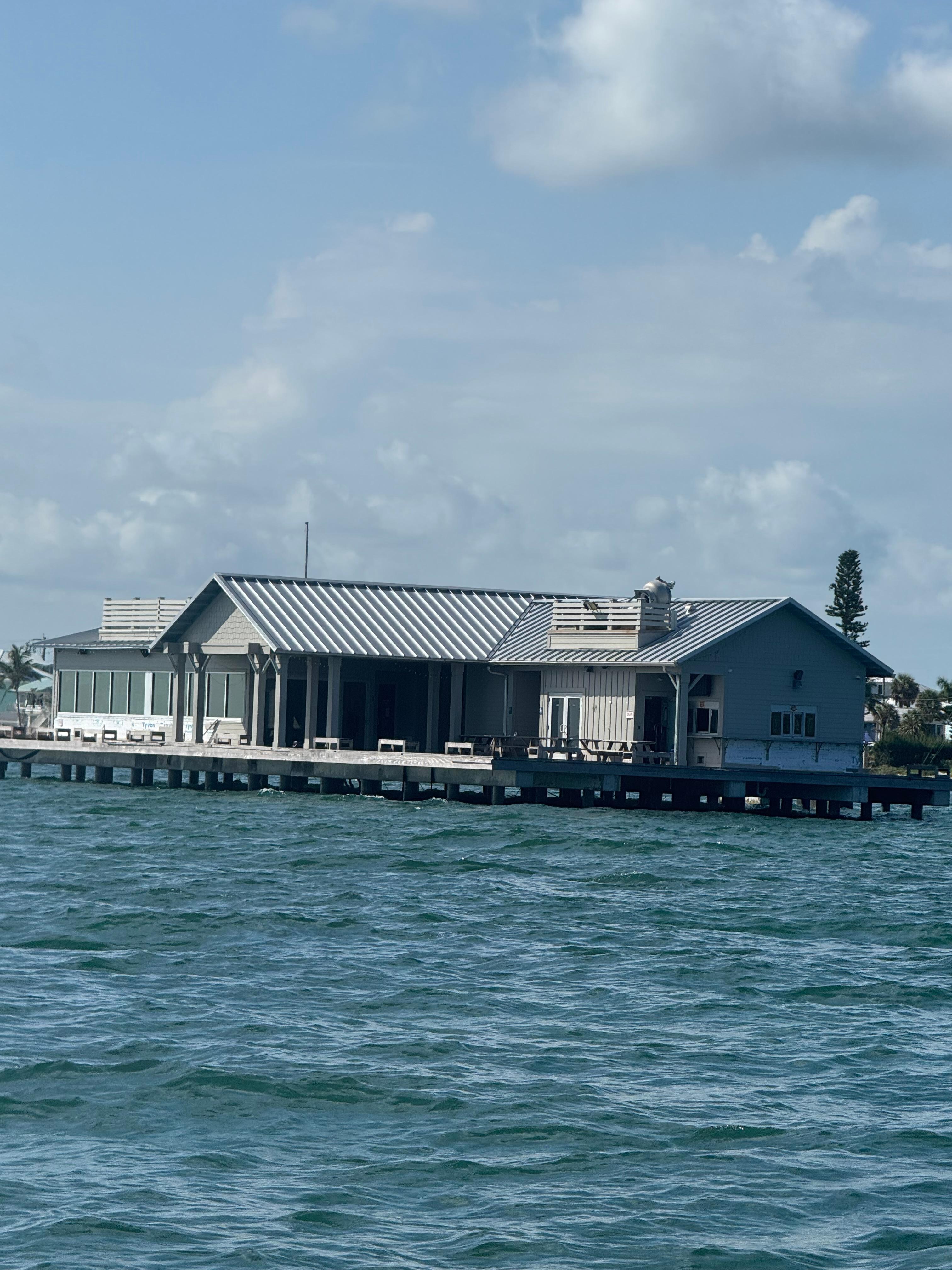 One of the buildings that used to have a pier great for fishing off of a boat