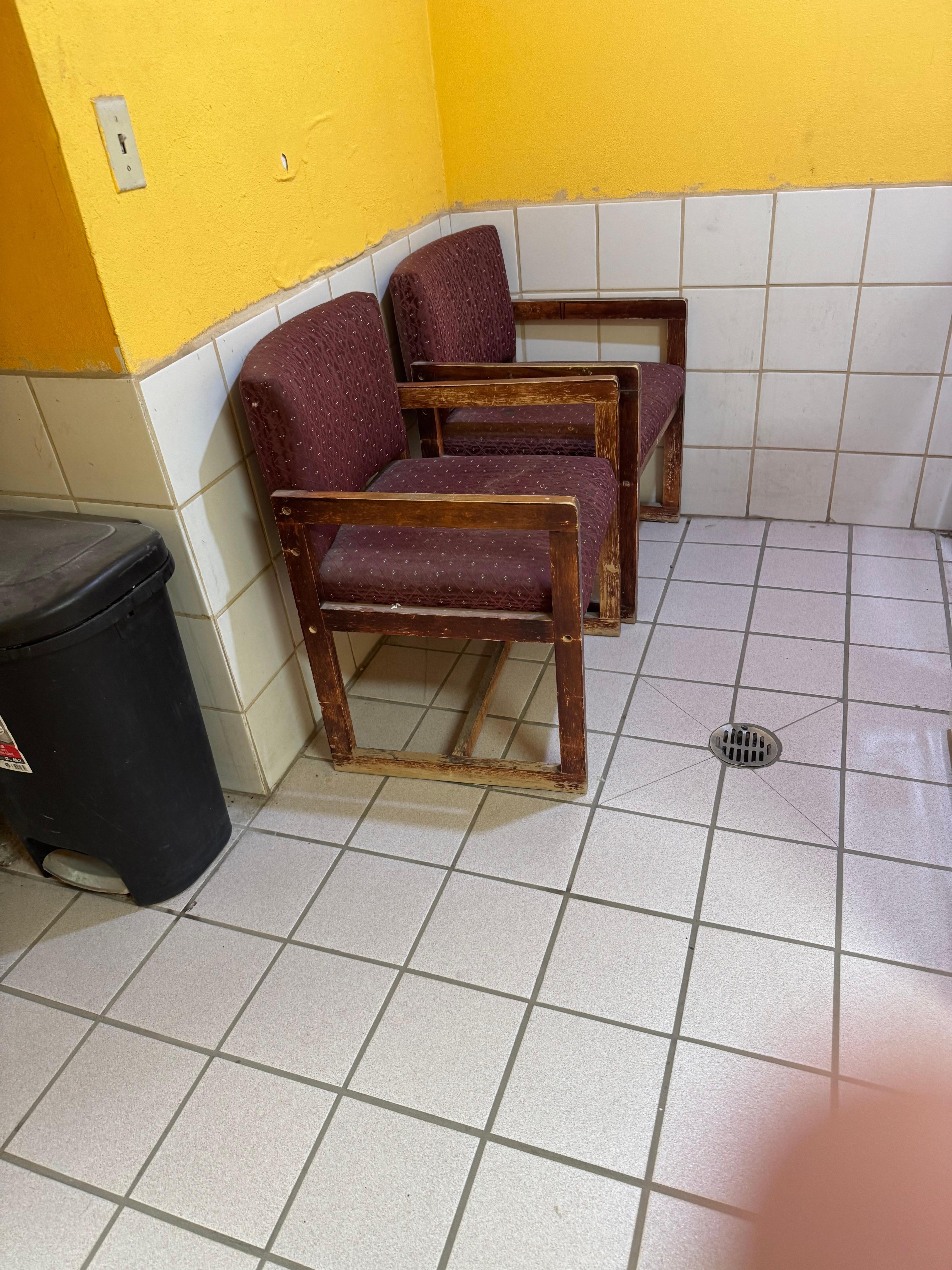 Wore out chairs in the ‘laundry area’