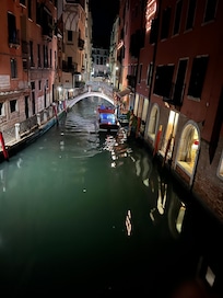 View from our window in the evening. Watch the gondalos go by.