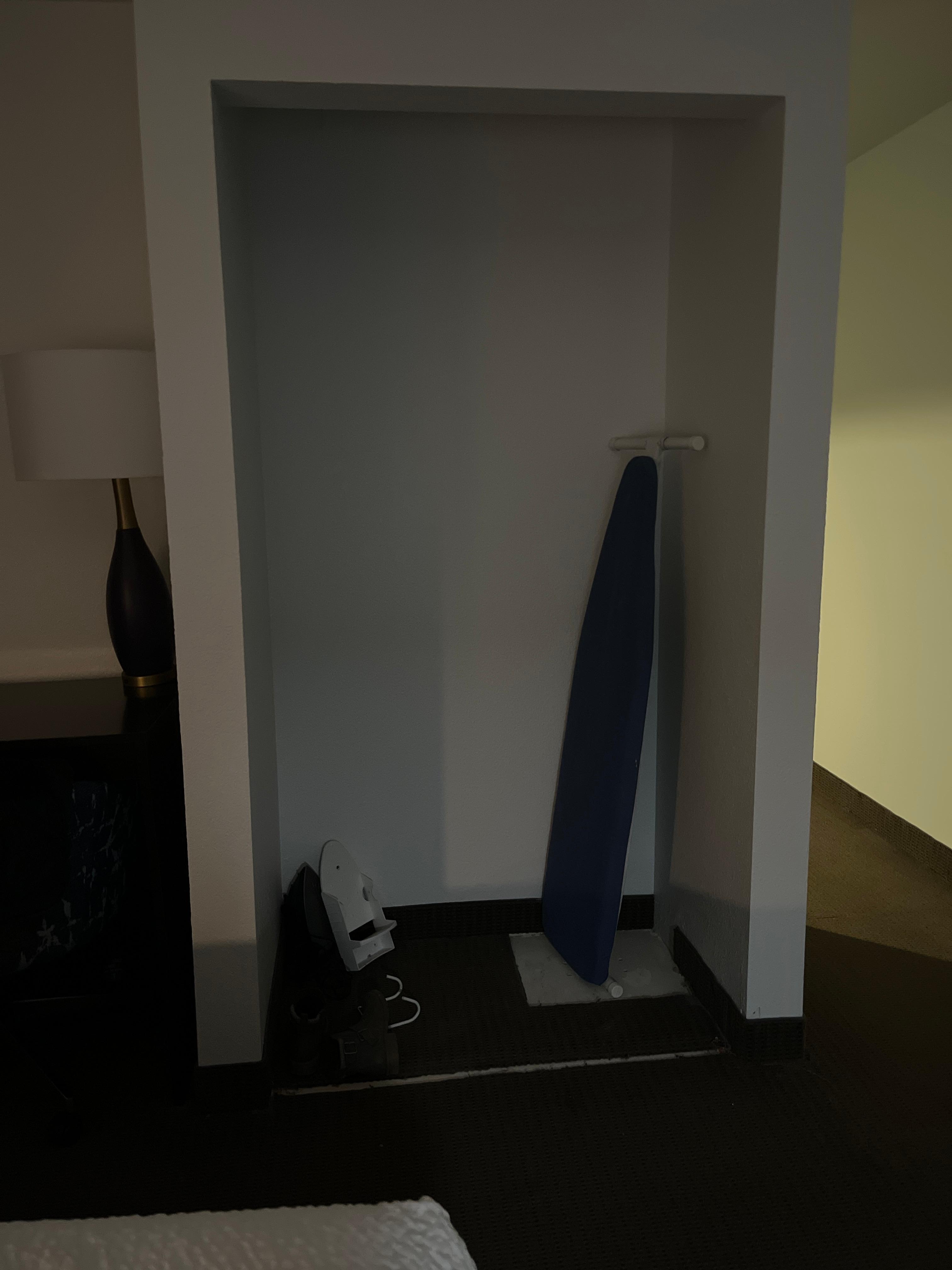 Closet incomplete, no rod to hang clothes 
No where to put luggage 