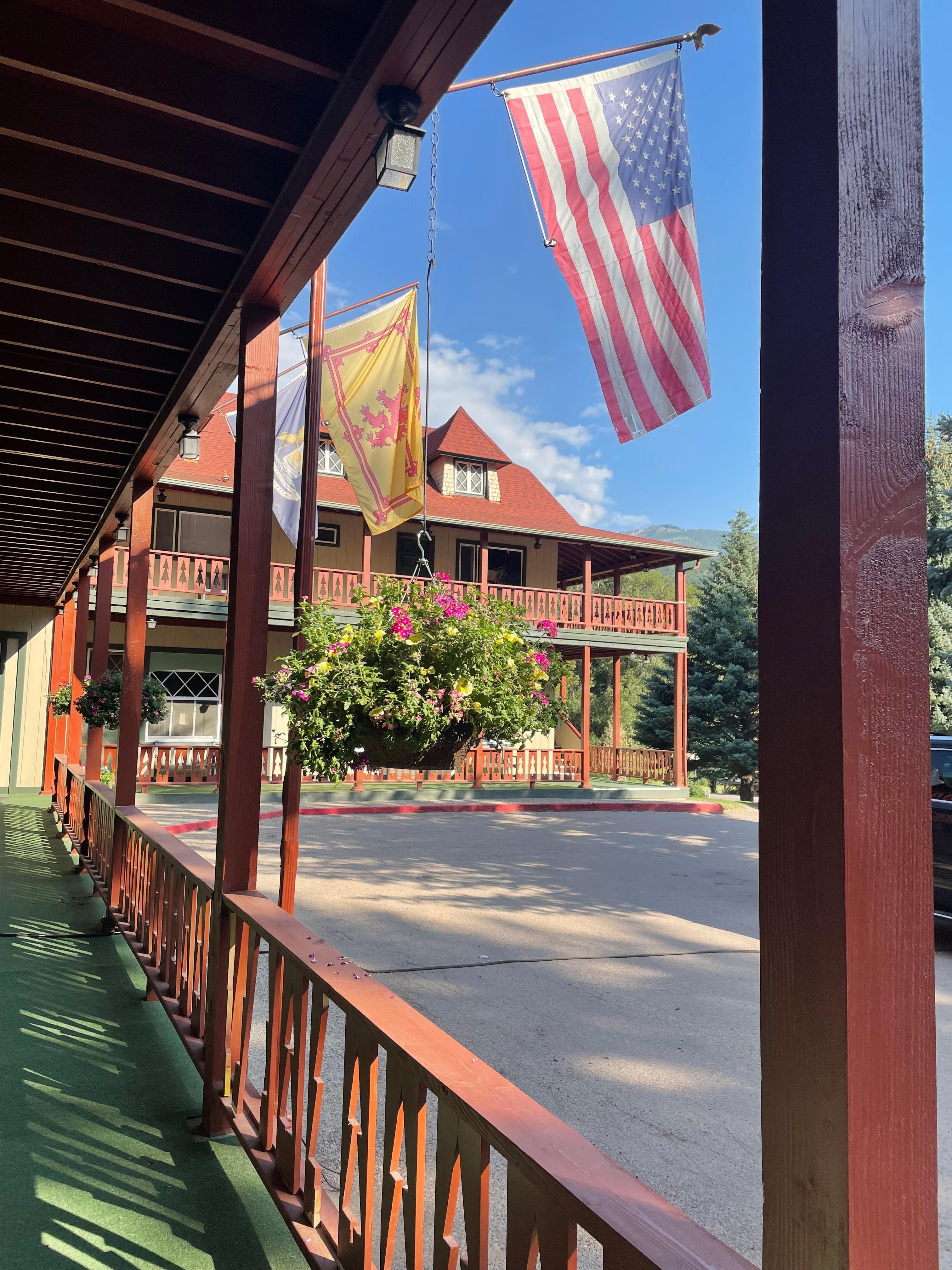 View from the main entrance of the hotel.