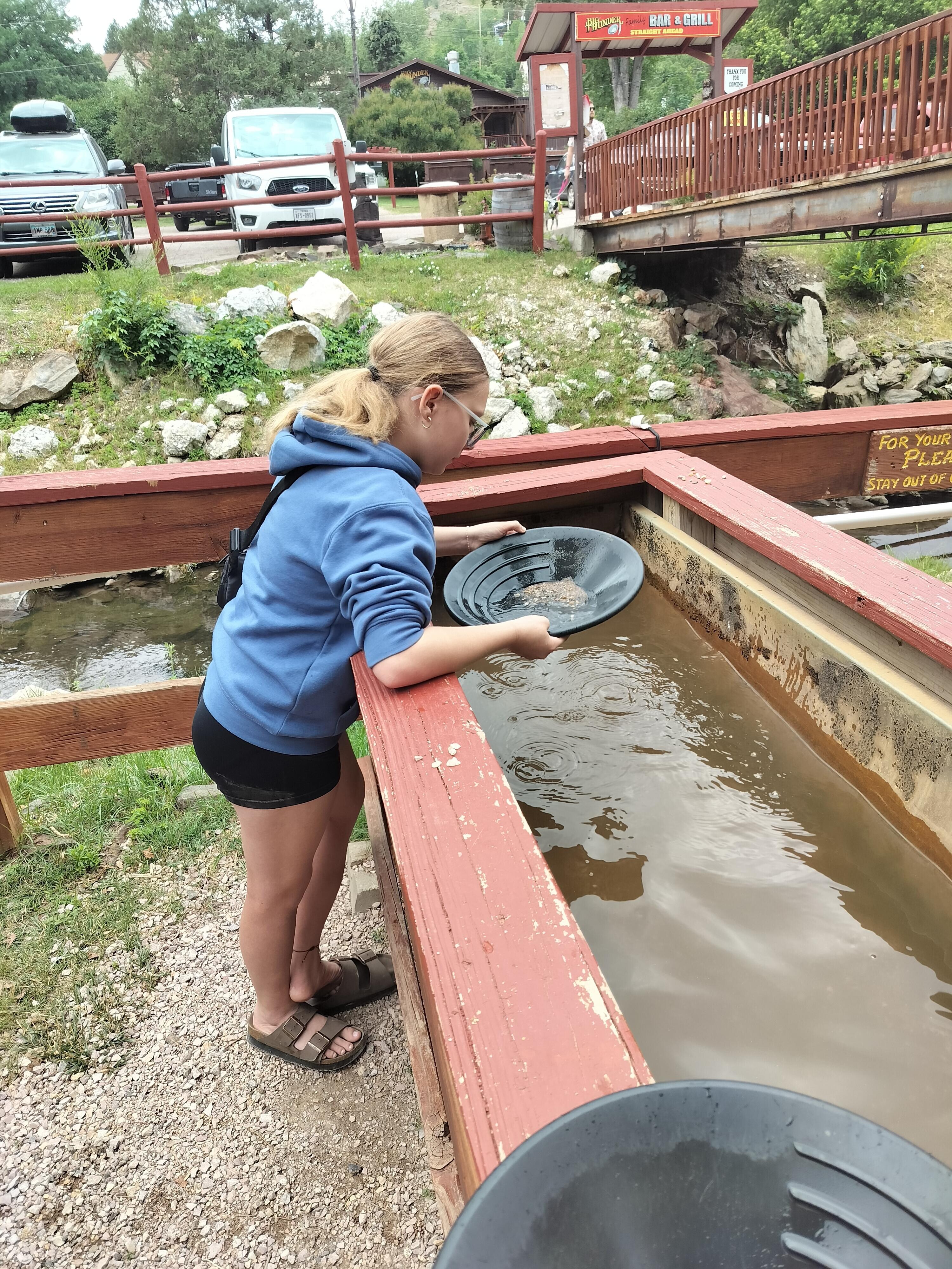 Panning for gold at big thunder gold mine