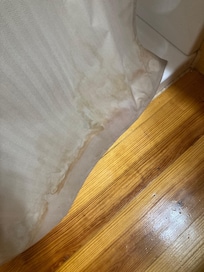 Stained shower curtain no liner