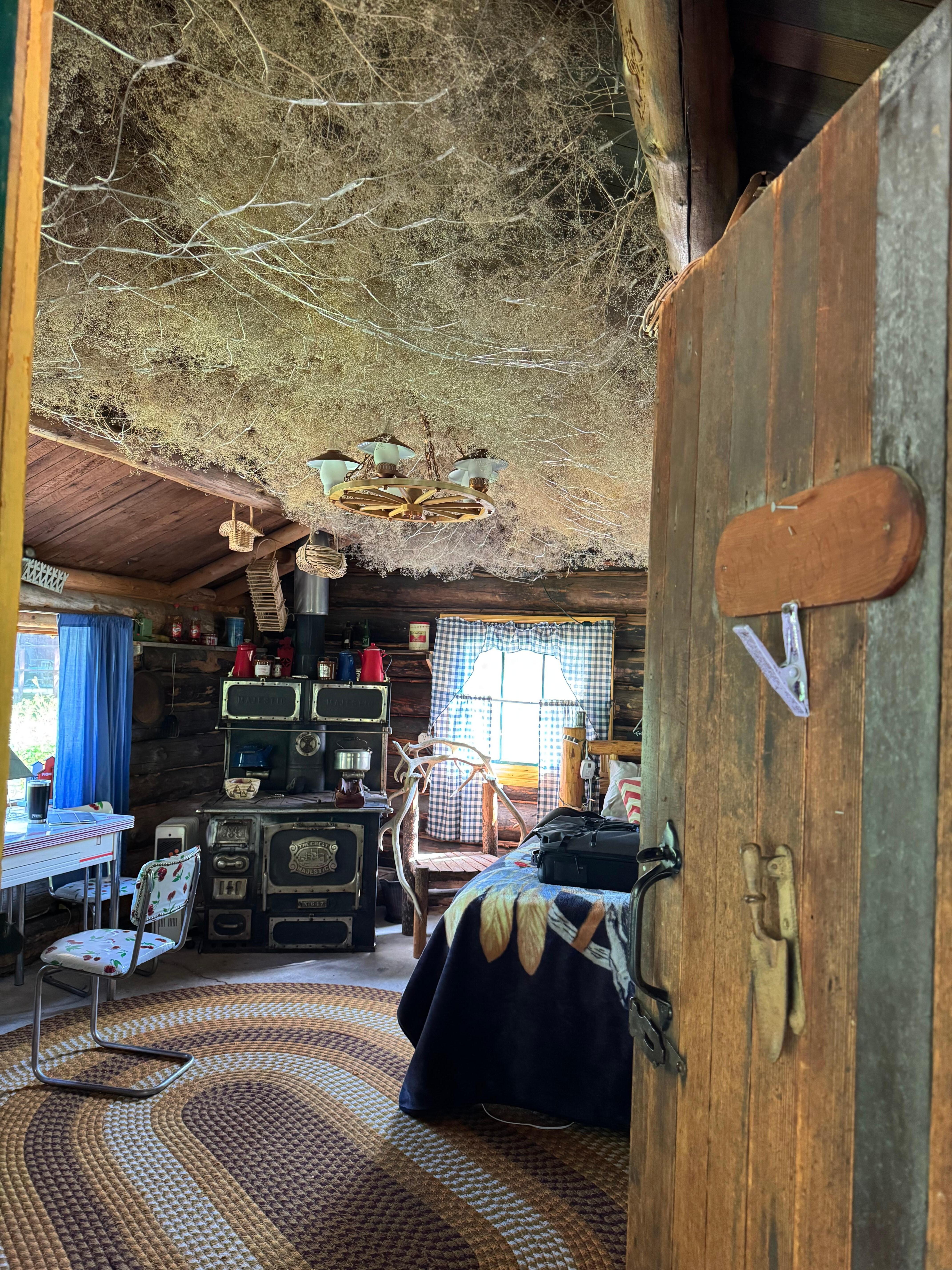 Interior of cabin… notice the Babie’s Breathe on ceiling with fairy lights to blink you to sleep