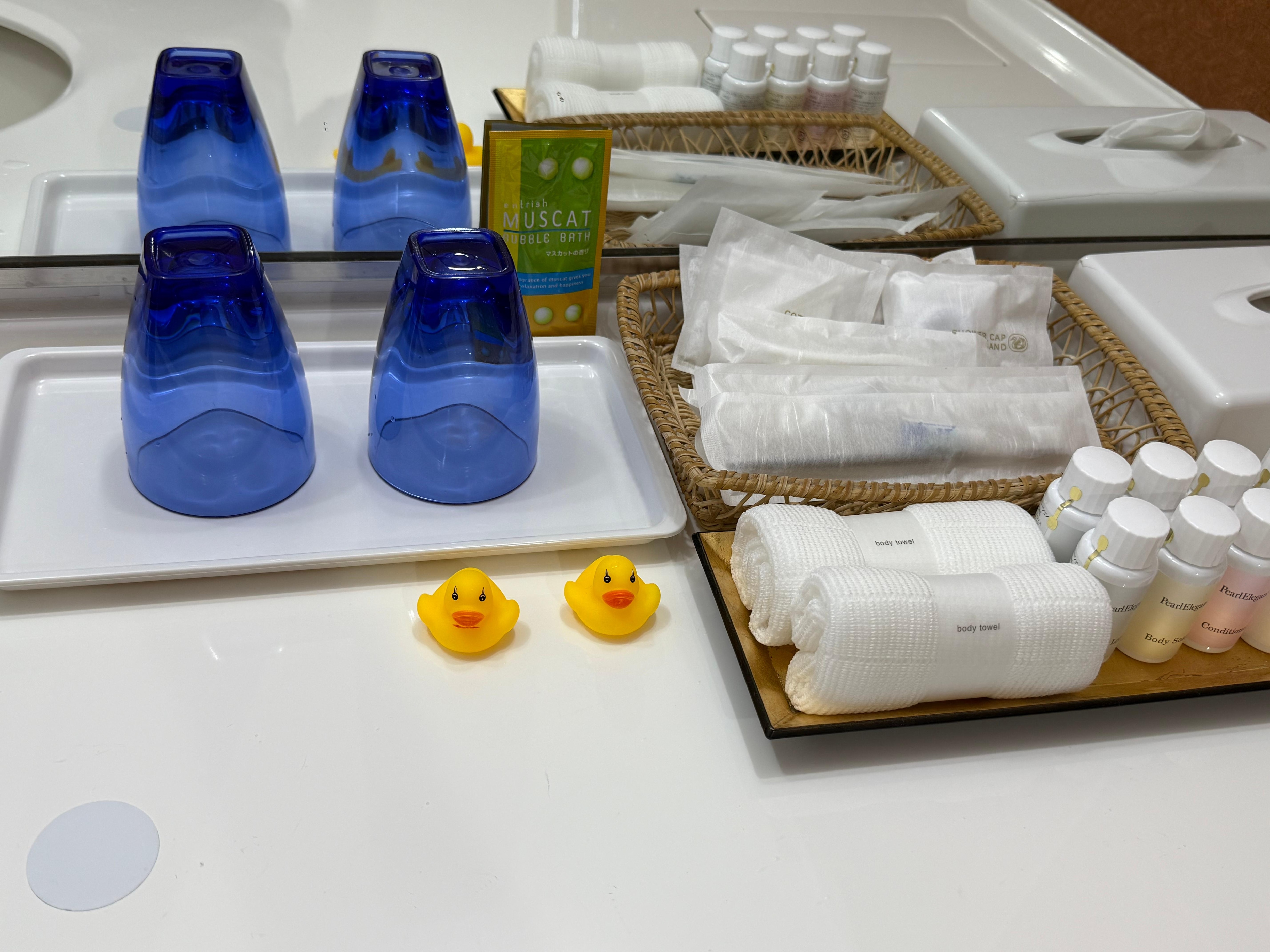 Ducklings may welcome you in the bath room!