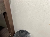 Liquids on the bathroom wall.