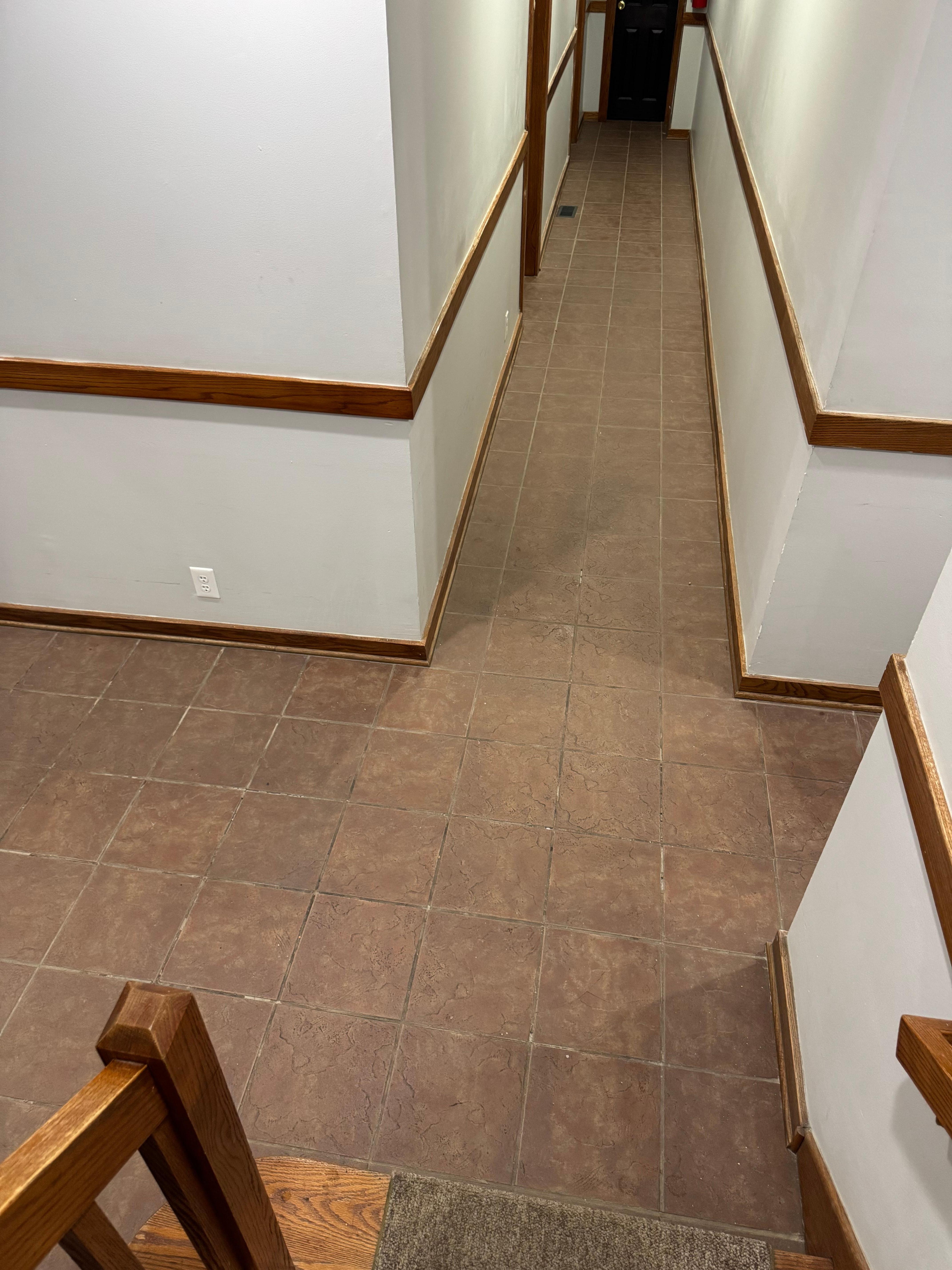 Filthy carpets and loose floor tiles are a theme here.