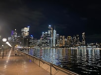 Downtown Sydney at night viewed from Circular Quay.