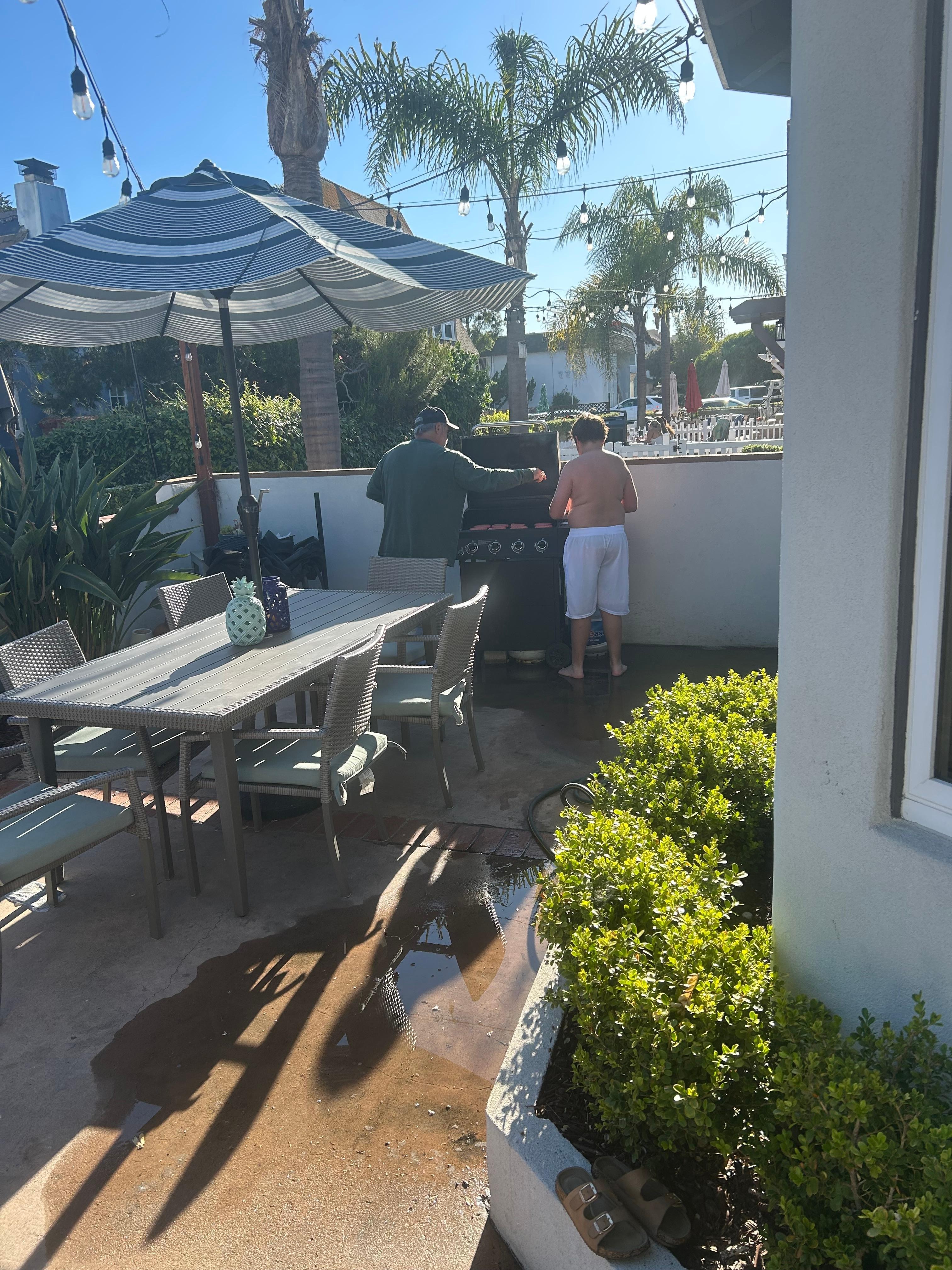 Grilling and chilling on the patio with Papa