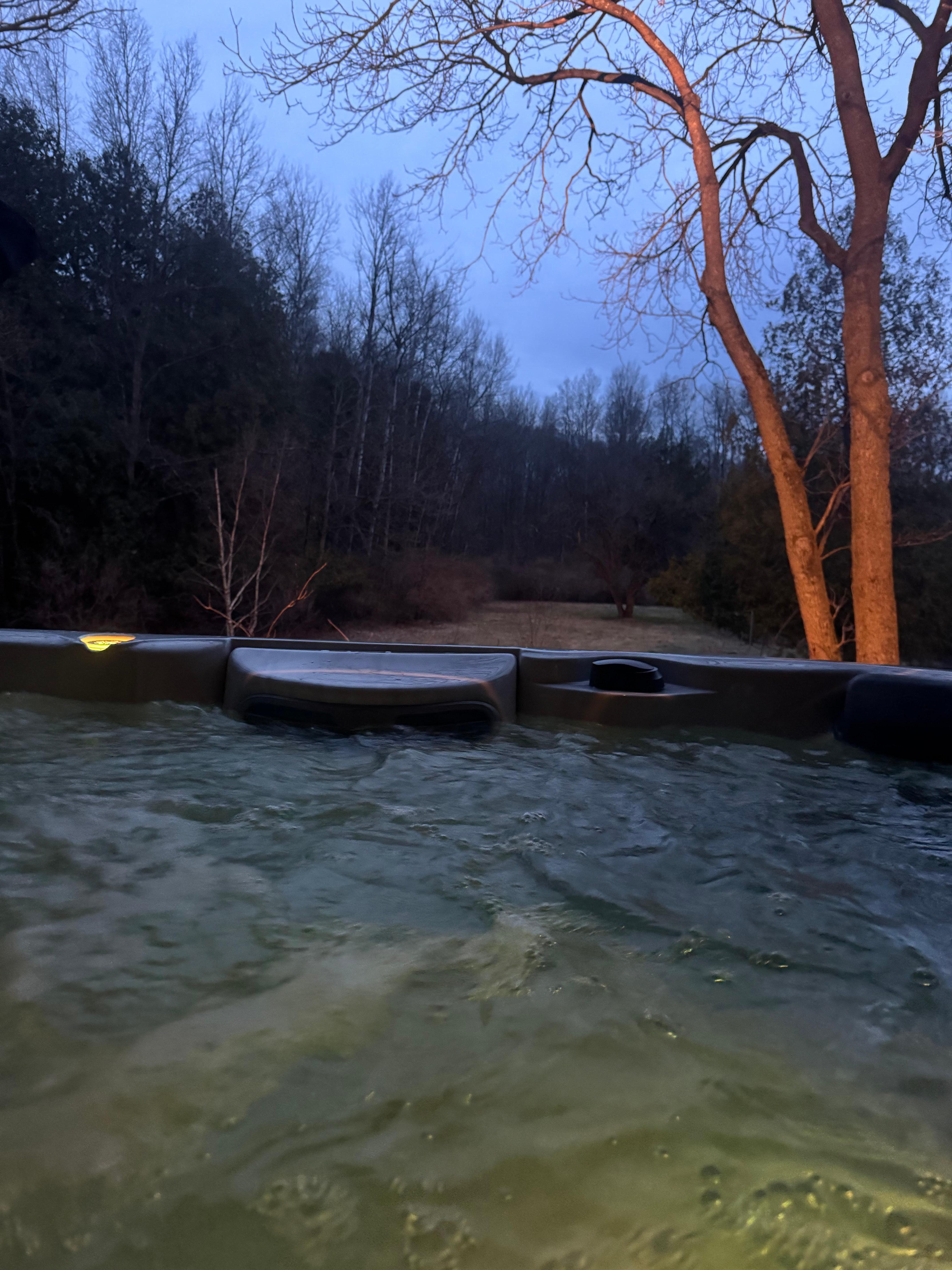 Peaceful evening! View from the hot tub.