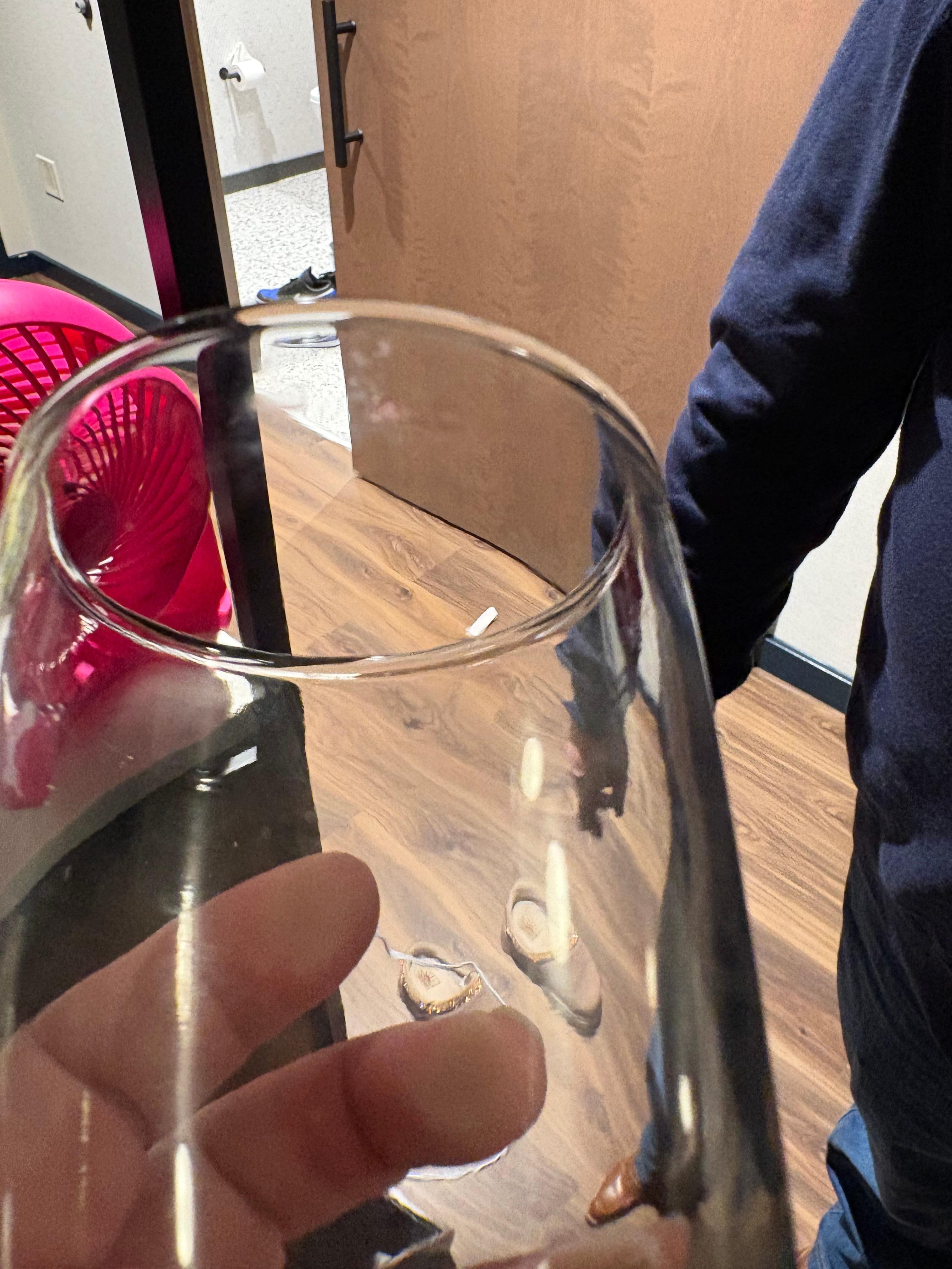 The glass I was told to drink out of in my room which crusted residue on it. 